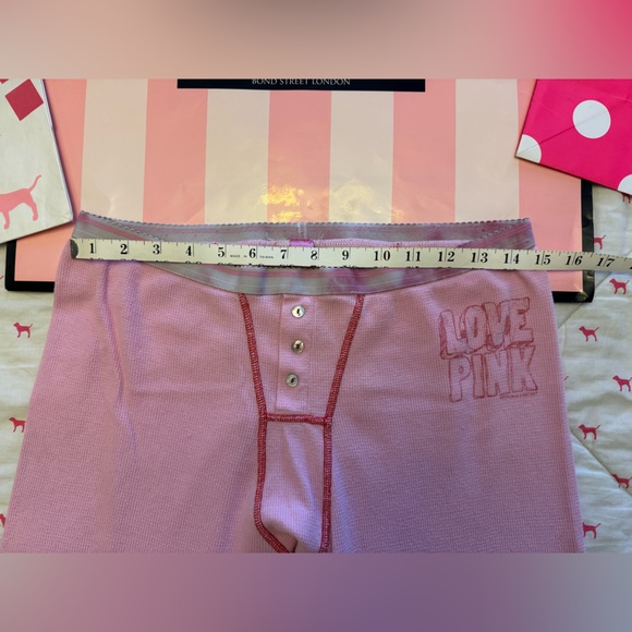 VS PINK VINTAGE Y2K PAJAMA SET “CHILL OUT” THERMAL HOODIE SHIRT & LEGGINGS RARE - Picture 8 of 15